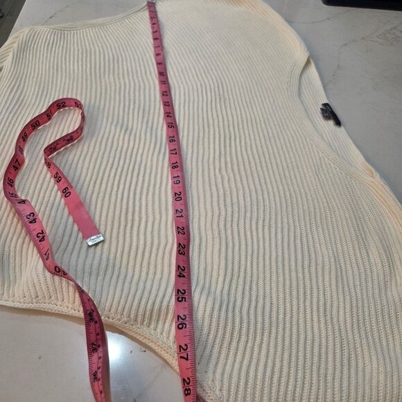 Vince Sweater Size Large White Cotton Rib-Knit Boat Neck Dolman Sleeve Ivory - Picture 9 of 10